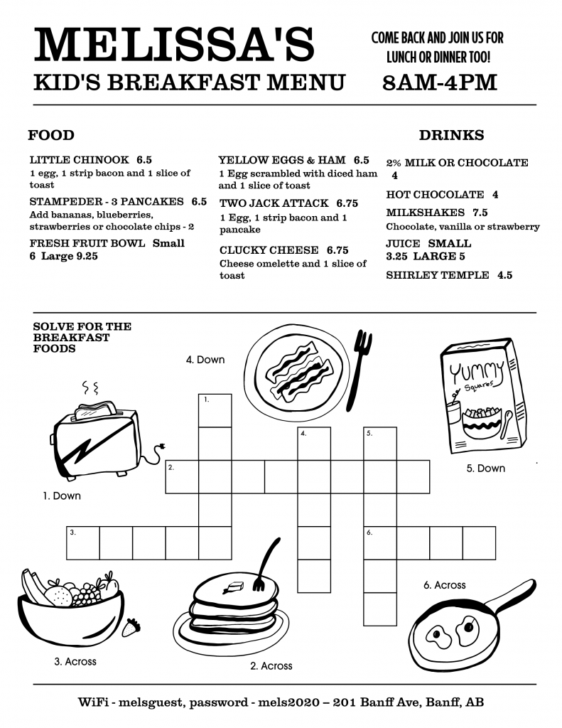 kids puzzle menu